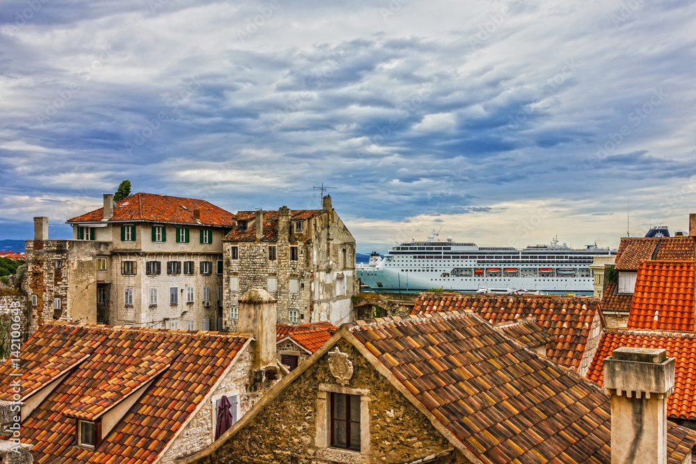 Split, Croatia. Cruise liner in sea port