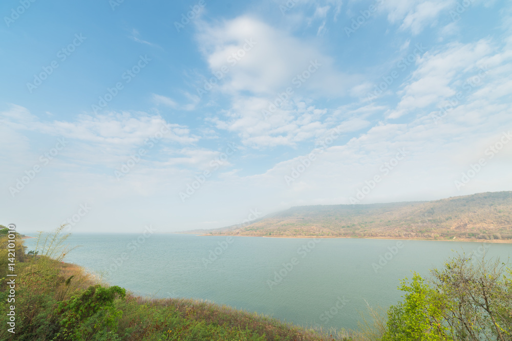 Mountains reservoir lake at Lamtakhong Dam Nakhon Ratchasima Province, Thailand