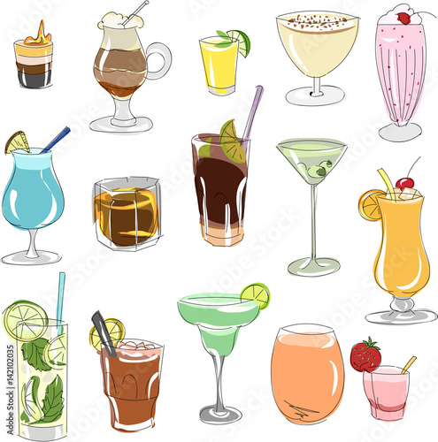 cocktails. set. sketch