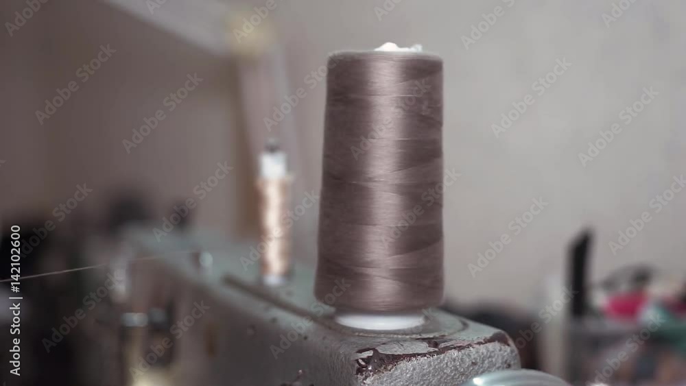 The sewing thread moves The sewing thread moves