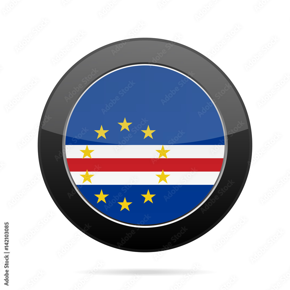 Flag of Cape Verde. Shiny black round button. Flag of Cape Verde. Shiny black round button.