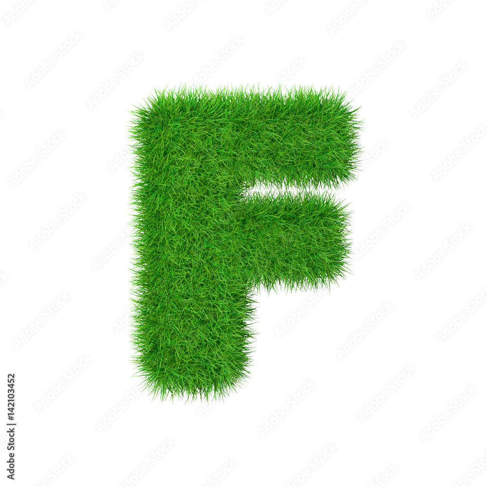 Grass letter F isolated on white, 3d illustration. Grass letter F isolated on white, 3d illustration.