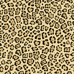 Acrylglasbilder Tierfellmuster Jaguarfell Muster Beige Schwarz Nahtlos  © olkita