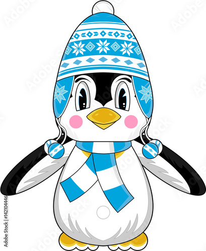 Cute Cartoon Wooly Hat Penguin