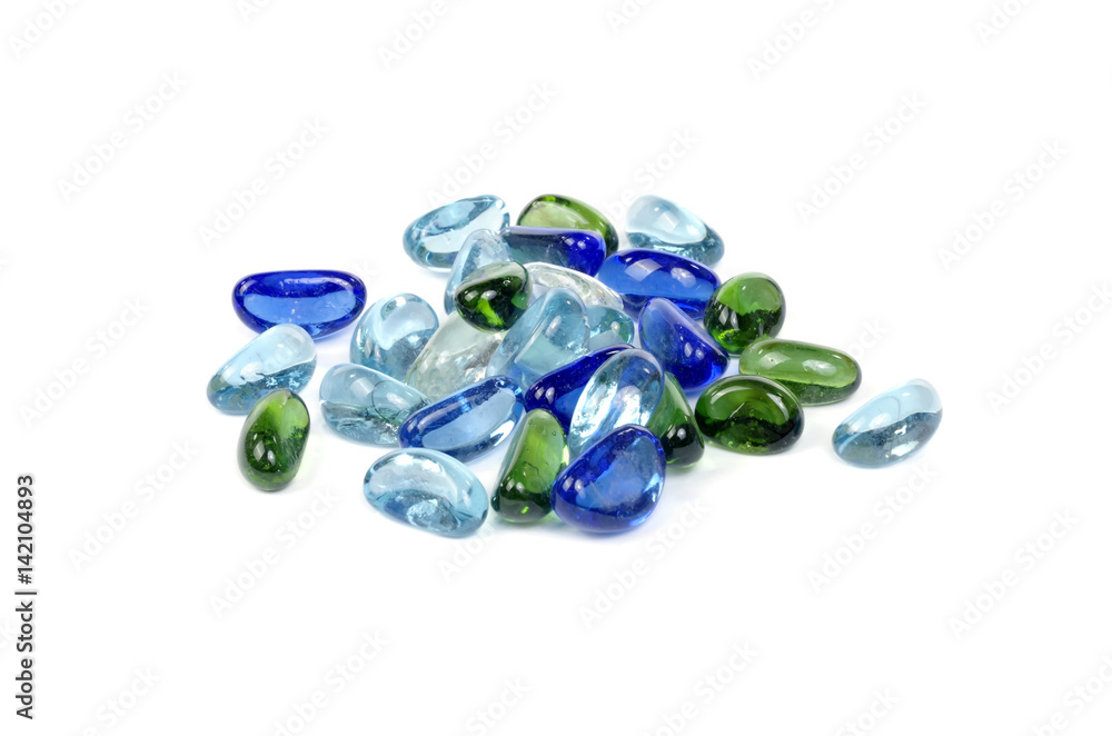 Glass decorative stones on white background Stock-Foto | Adobe Stock