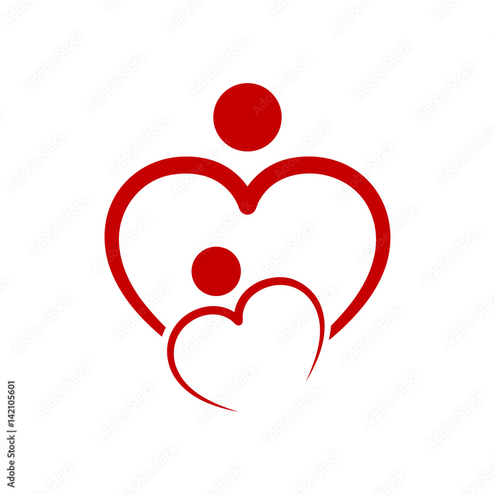 Family care symbol in the heart shape. Vector illustration. Family care symbol in the heart shape. Vector illustration.