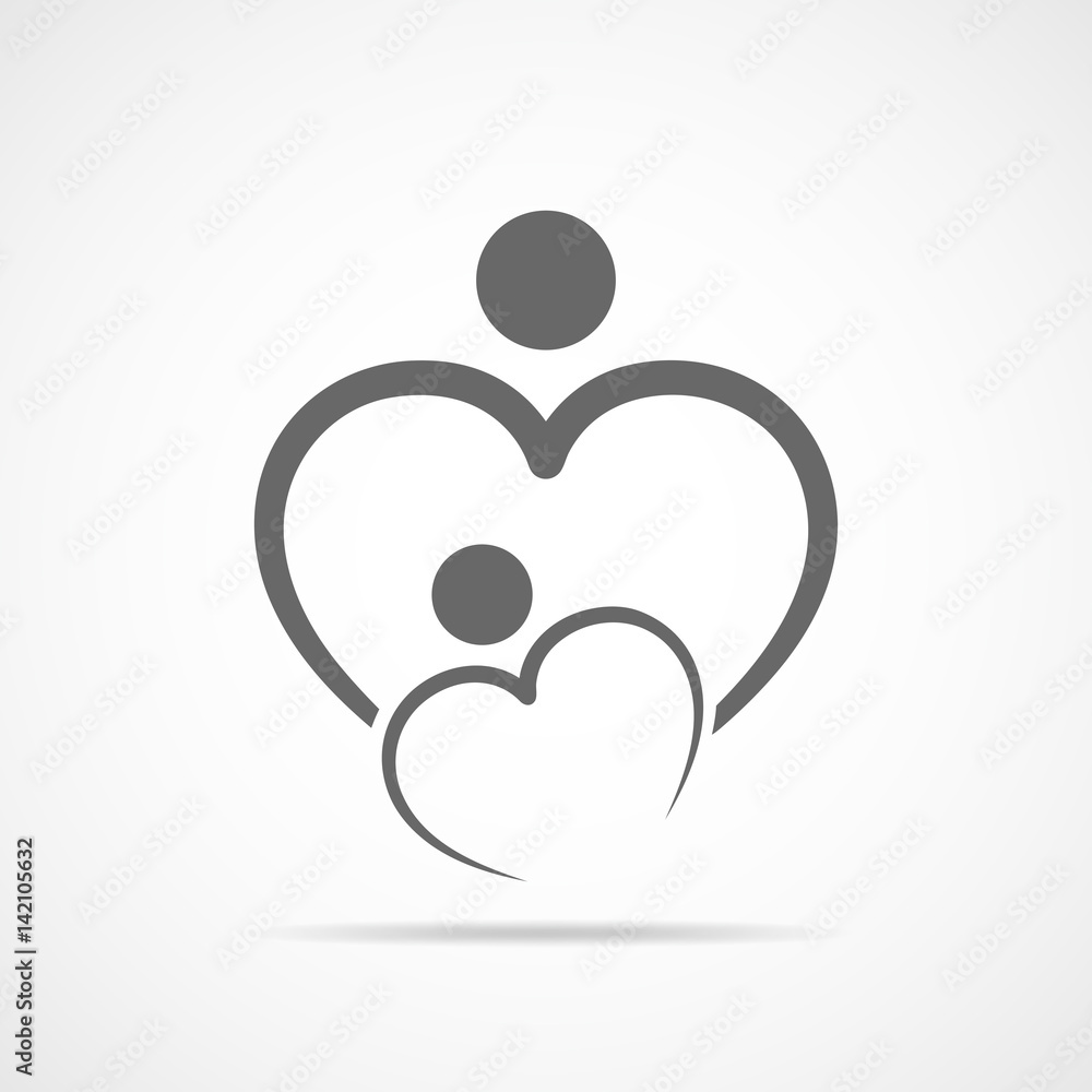 Family care symbol in the heart shape. Vector illustration. Family care symbol in the heart shape. Vector illustration.