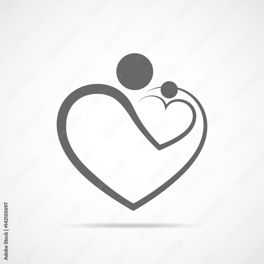 Family care symbol in the heart shape. Vector illustration. Family care symbol in the heart shape. Vector illustration.