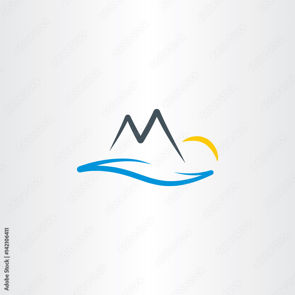 landscape river mountain and sun vector illustration landscape river mountain and sun vector illustration