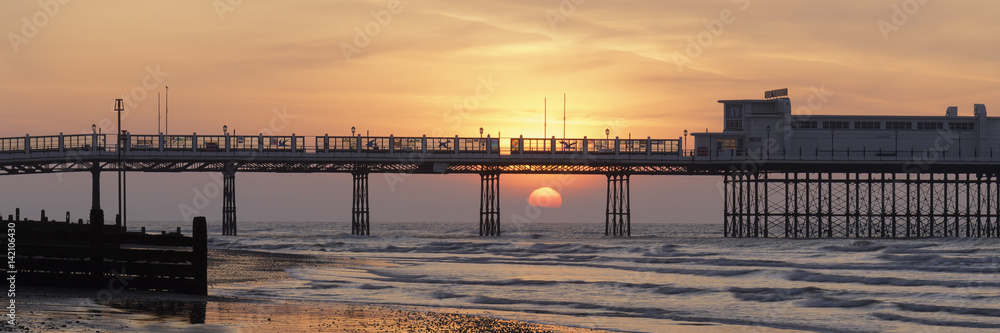 Panorama With Sun Rising Behind the Pier at Worthing