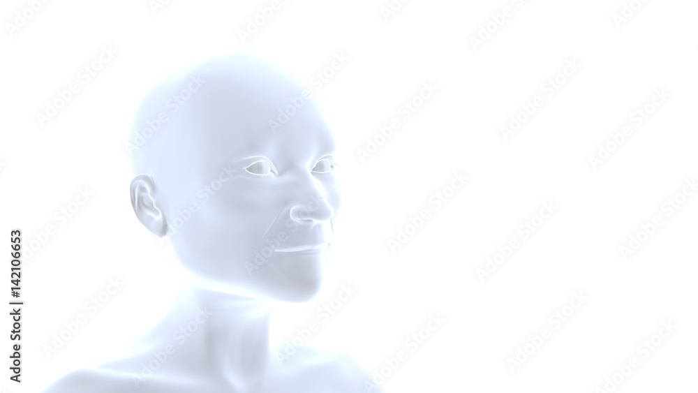 digital artwork - elderly bald person (conceptual 3d illustration in shades of blue on a white background) digital artwork - elderly bald person (conceptual 3d illustration in shades of blue on a white background)