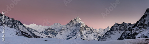 Panorama of the Khumbu valley in Nepal with Amadablam mount © Maygutyak