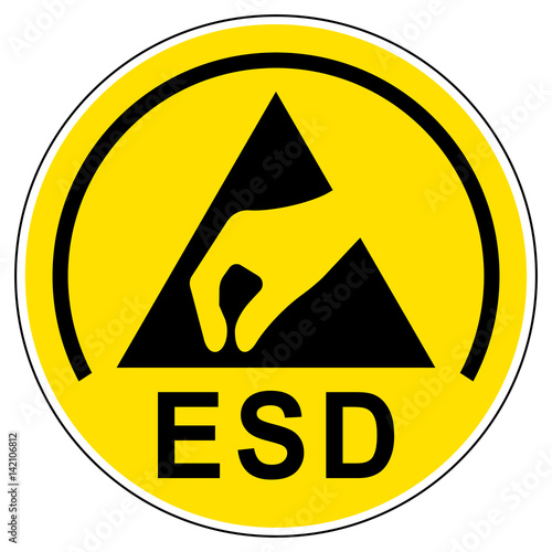 esds1 ElectroStaticDischargeSign esds - German / Elektrizität Gefahrenzeichen: ESD Elektrostatische Entladungen - english / static electricity hazard sign: electrostatic discharge sensitive xxl g5143 photo