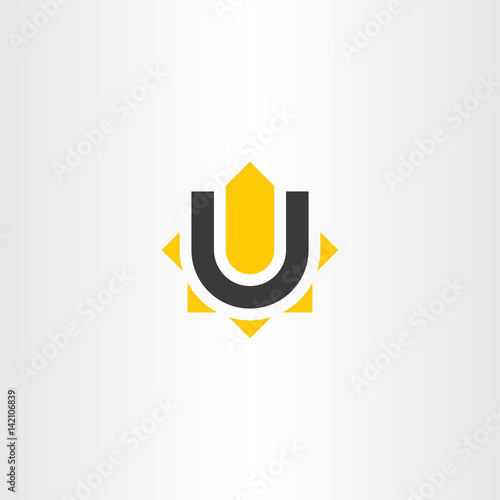 yellow black letter u logo vector icon symbol