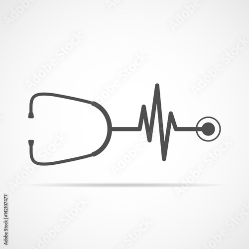 Stethoscope and heartbeat sign. Vector illustration