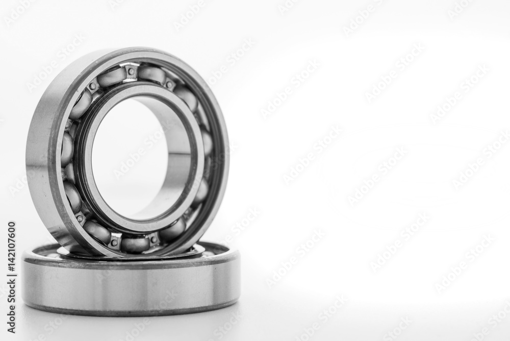 Ball bearing with white space background.Selective focus. Ball bearing with white space background.Selective focus.