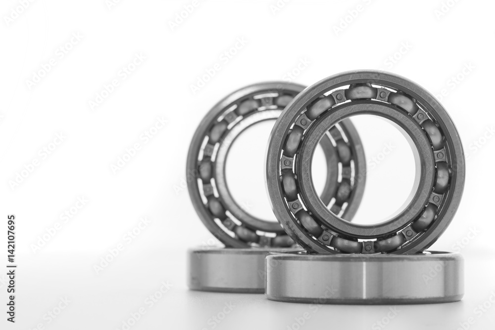 Ball bearing with white space background.Selective focus. Ball bearing with white space background.Selective focus.