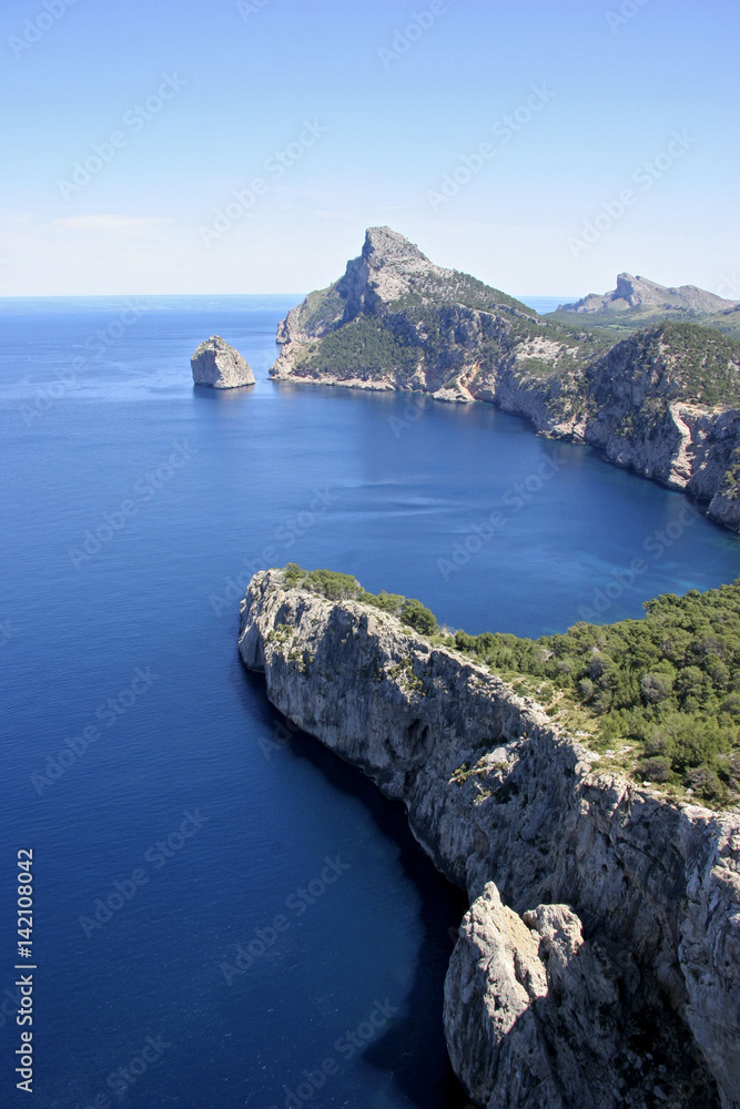 View of the cliffs of the Mirador de Colomer, Mallorca, Balearic Islands, Spain, Europe