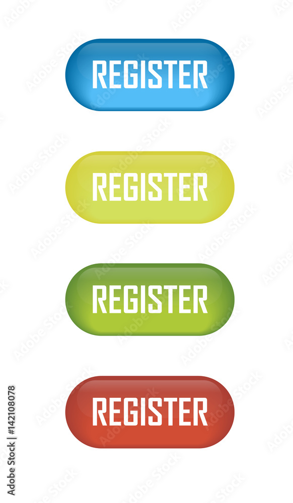Set of glossy button register icons for your design Set of glossy button register icons for your design