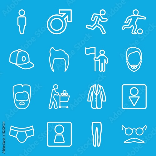 Set of 16 men outline icons