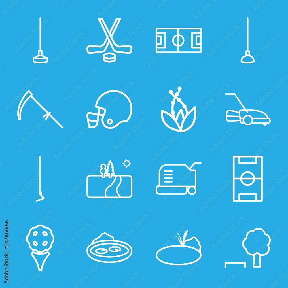 Set of 16 grass outline icons Set of 16 grass outline icons