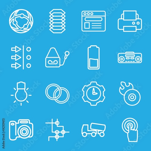 Set of 16 technology outline icons