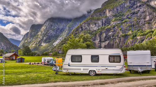 Caravan on norwegian campsite