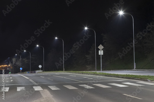 night road with modern streetlight