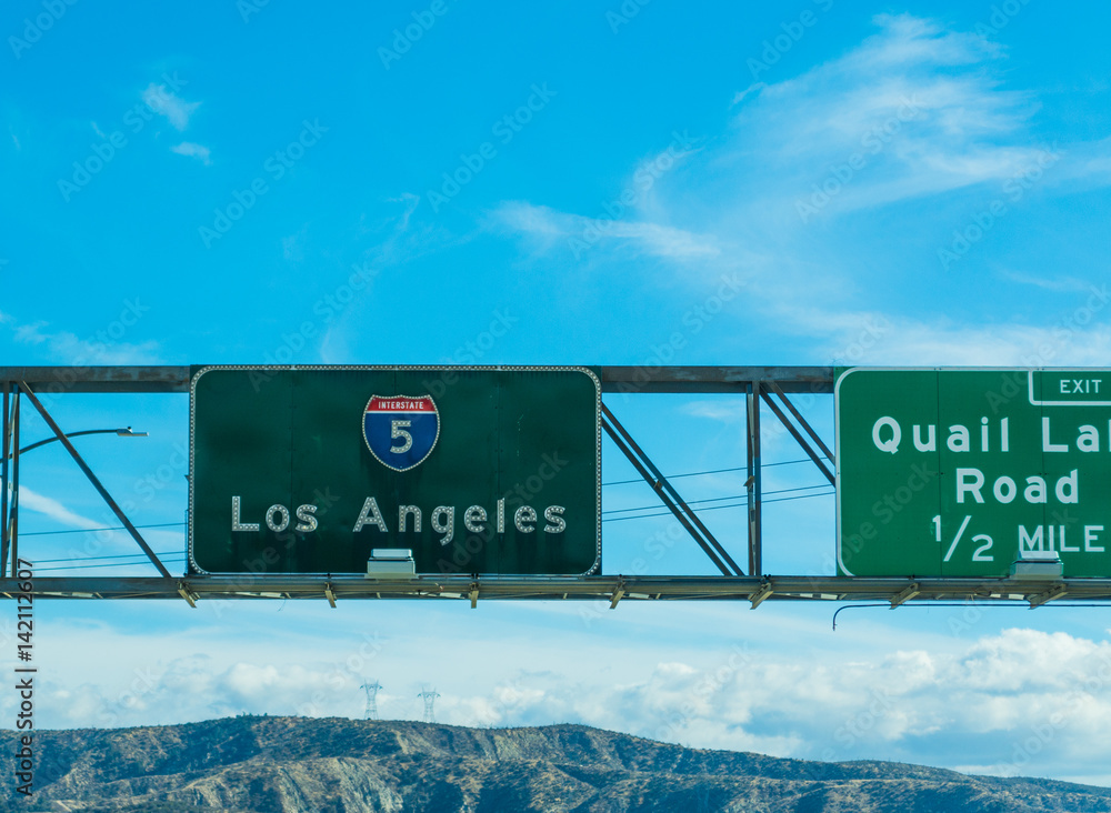 Los Angeles sign in Interstate 5 southbound