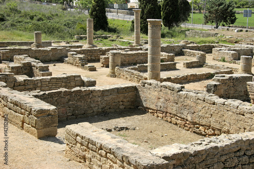 Roman archaeological field in Alcudia, Mallorca, Balearic Islands, Spain, Europe photo