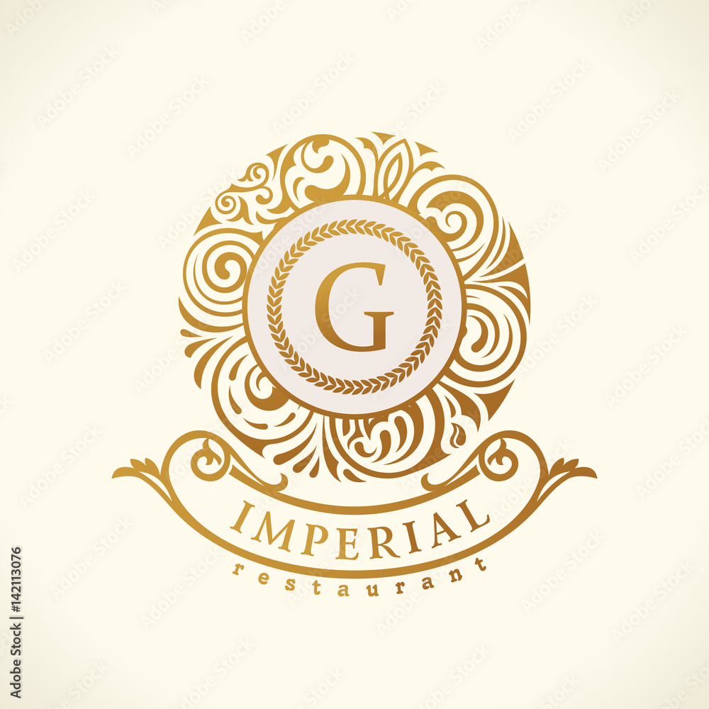 Fototapeta premium Calligraphic floral baroque monogram. Emblem S