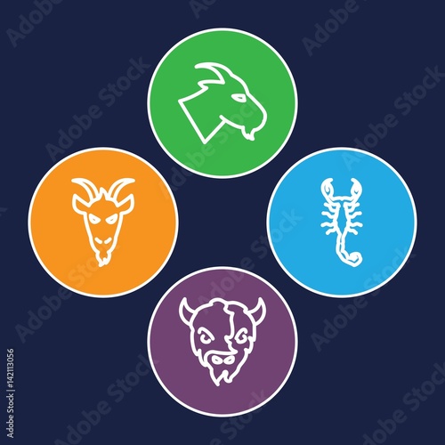 Set of 4 zodiac outline icons