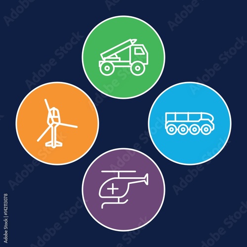 Set of 4 helicopter outline icons