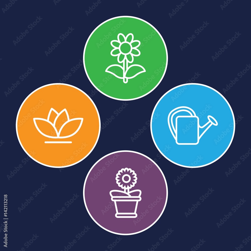 Set of 4 botanical outline icons Set of 4 botanical outline icons