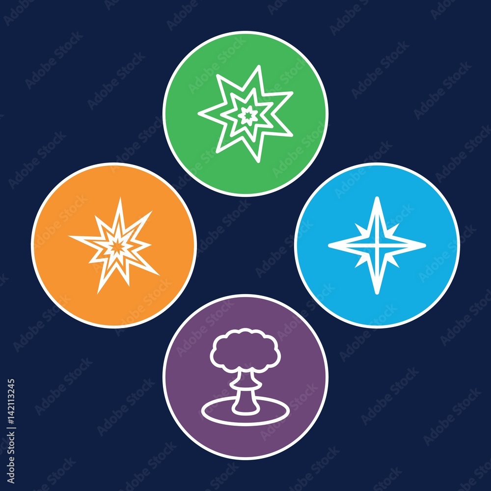 Set of 4 blast outline icons Set of 4 blast outline icons
