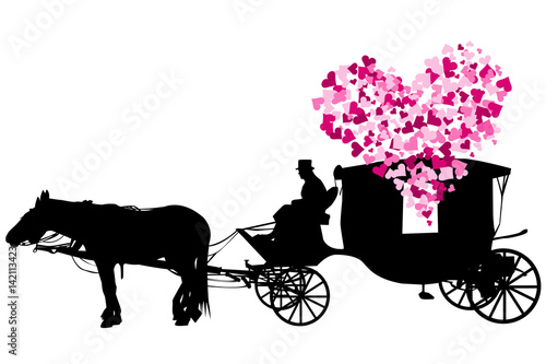 Love carriage on white background