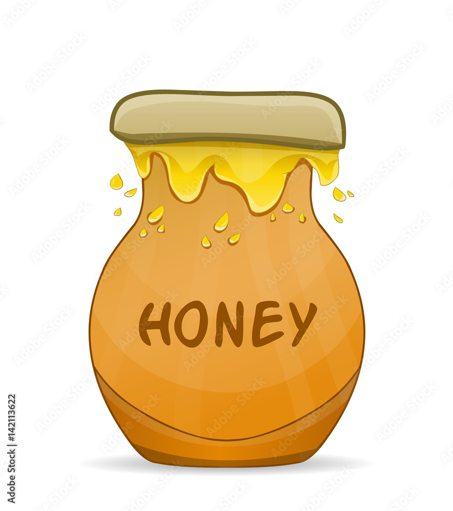 cartoon illustration clay pot honey vector isolated Stock Vector | Adobe  Stock