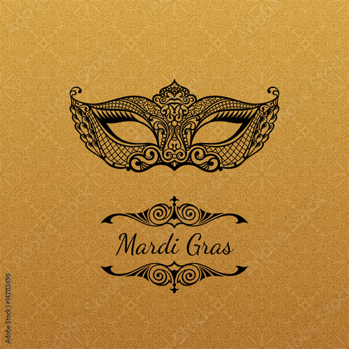 Beautiful mask of lace. Mardi Gras vector background