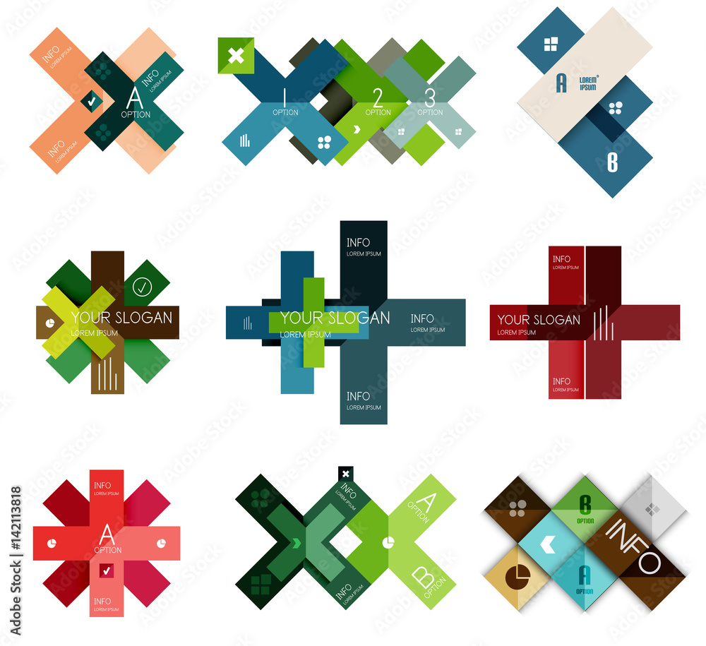 Fototapeta premium Set of vector cross infographic templates