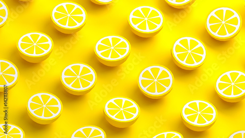 Collection of lemon fruits 3d illustration