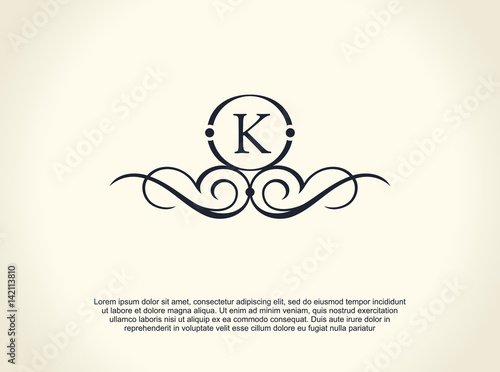 Calligraphic Luxury line logo. Flourishes elegant emblem monogram. Royal vintage divider design