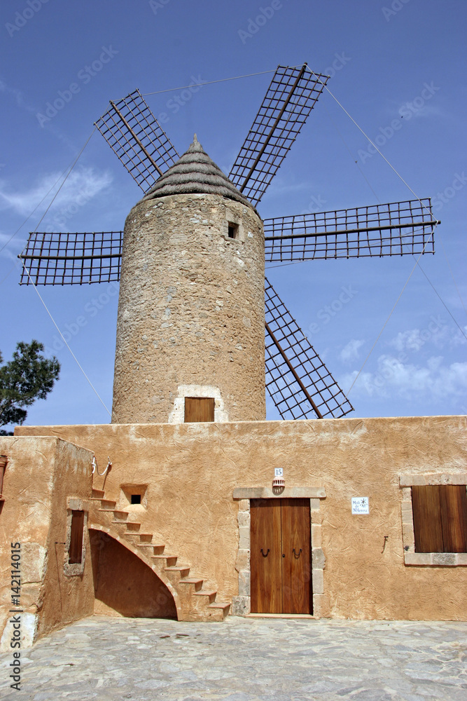 Windmill in Felantix, Mallorca, Balearic Islands, Spain, Europe