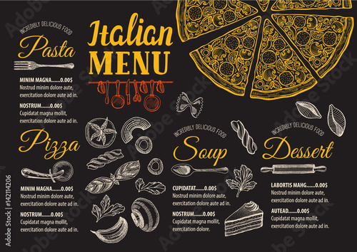 Pizza menu restaurant, food template.