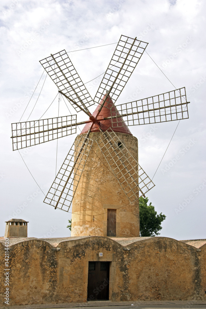 Tapical Windmill on Mallorca, Balearic Islands, Spain, Europe