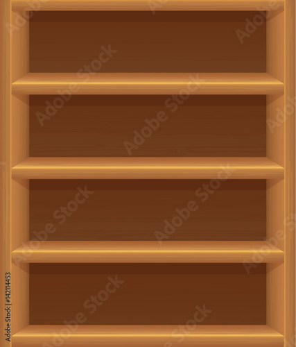 Empty wooden shelves. Vector cartoon illustration
