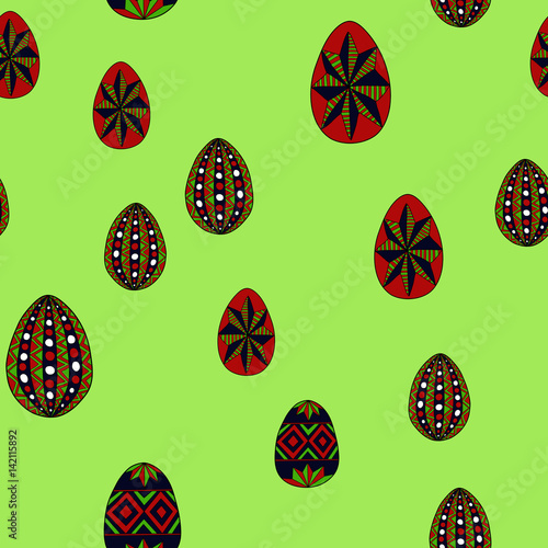 doodle vector easter eggs chaotic seamless pattern