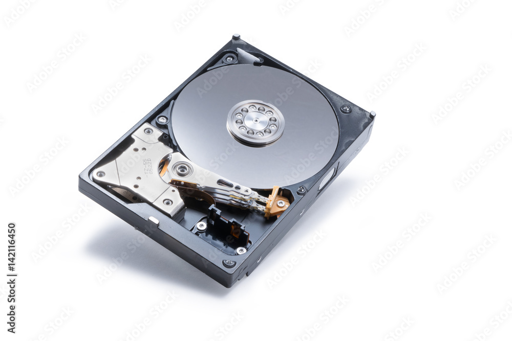 Open hard disc drive Isolated on white background. Open hard disc drive Isolated on white background.