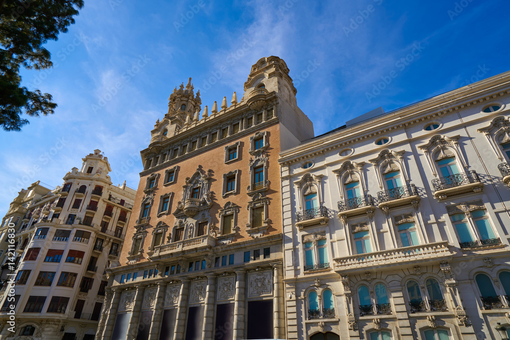 Fototapeta premium Valencia Tetuan square buildings facades