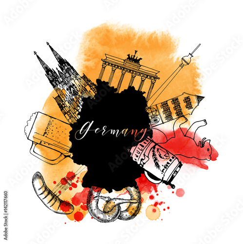 Germany vector background.Watercolor texture.