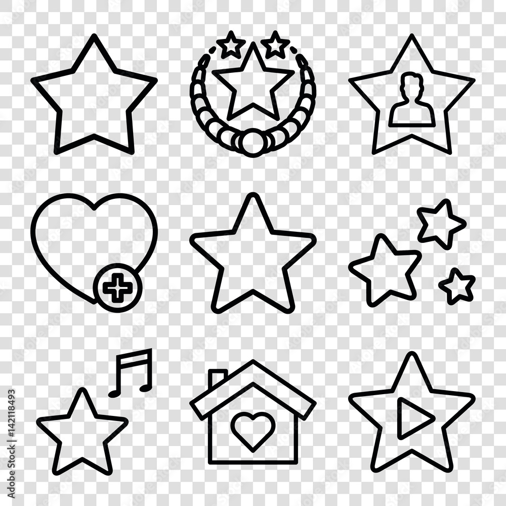 Set of 9 favorite outline icons Set of 9 favorite outline icons